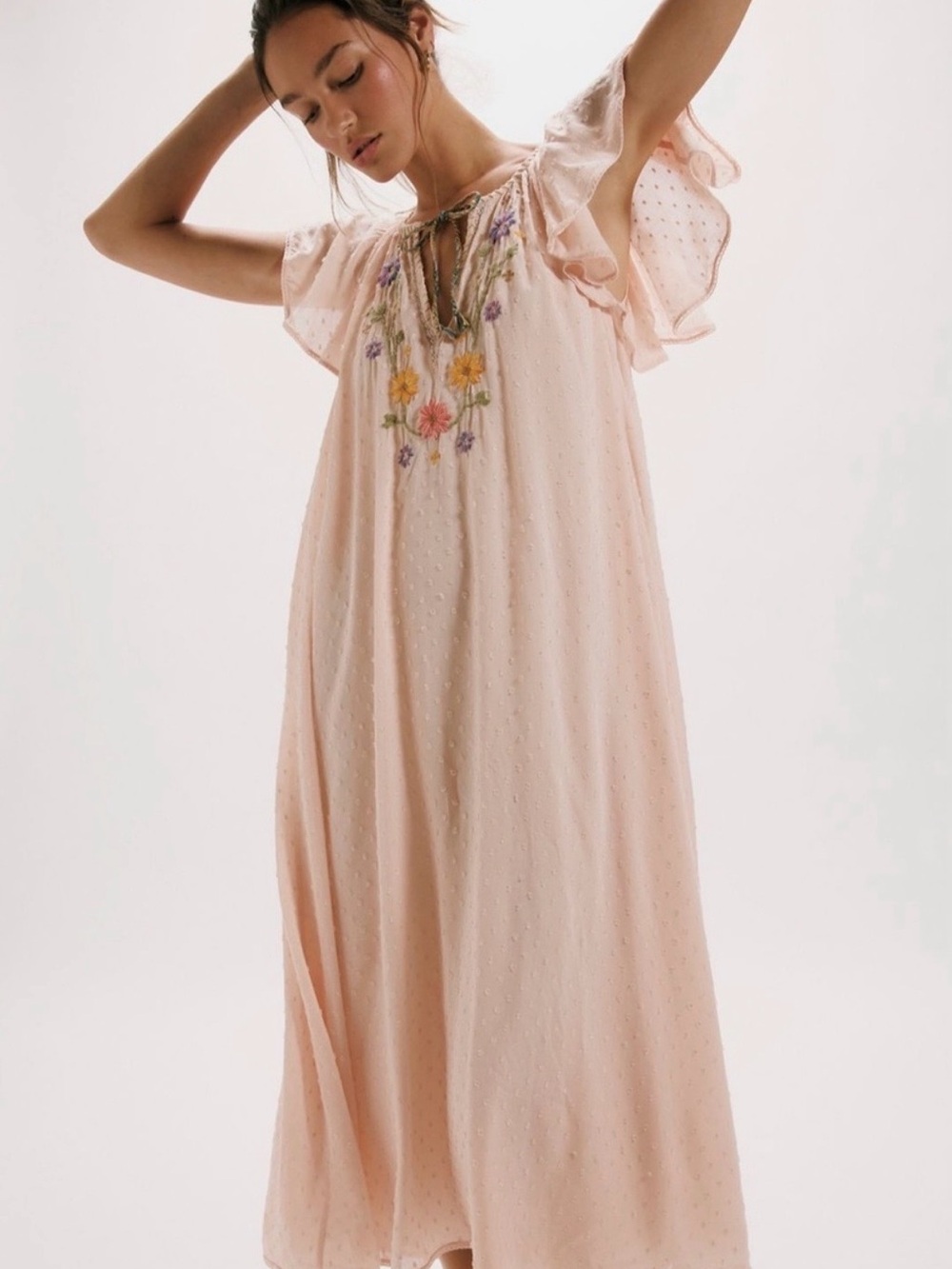 NWT Free People Savannah Rose Midi Dress-Pink Shell